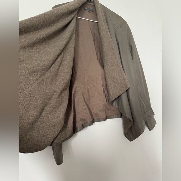 Vince Leather Jacket with Draped Collar - Picture 5 of 12